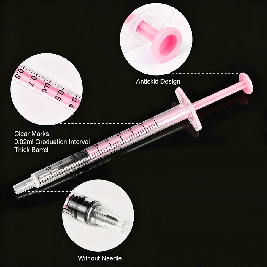 5/10/30/50/100pcs 1ml Pink Needle-Free Plastic Syringe Bulk - Pet Oral Feeding, Lab Liquid Transfer & Glue Oil Dispense