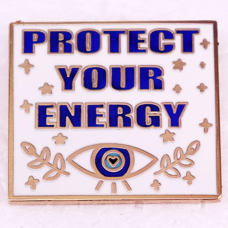 Proteggi la tua energia spilla smaltata dura Evil Eye Metal Badge gioielli per la consapevolezza della salute mentale