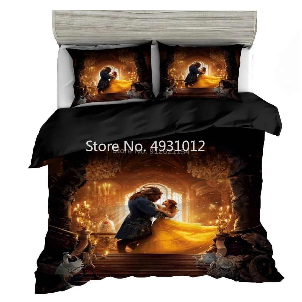 

Disney Beauty and the Beast Bedding Set for Kids Bedroom Mermaid Ariel Princess Quilt Duvet Cover Pillowcases for Girls