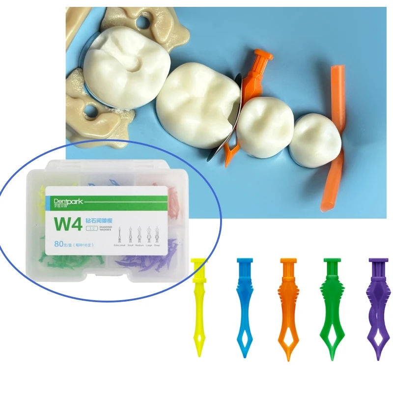 

80Pcs Dental diamond Shape Interproximal wedges W4 3.0 Good separation force and fit Plastic Tooth Gap Dentistry Tools