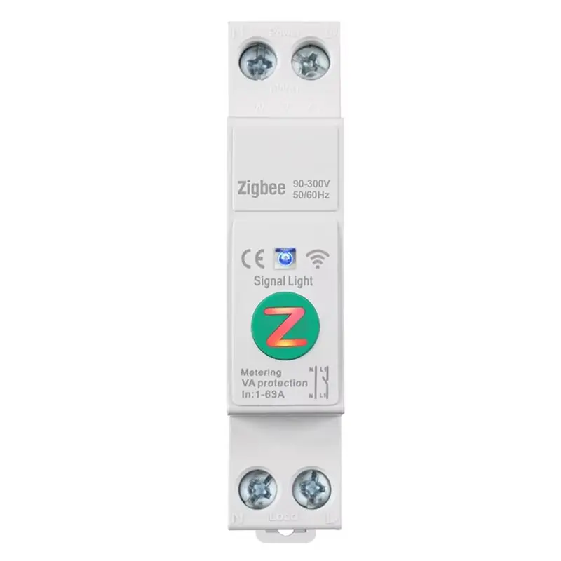 M51K-Voice Controlled Tuya Zigbee Smart Circuit Breaker 1P+ N 63A Din Rail Switch With Metering For Alexa For Home