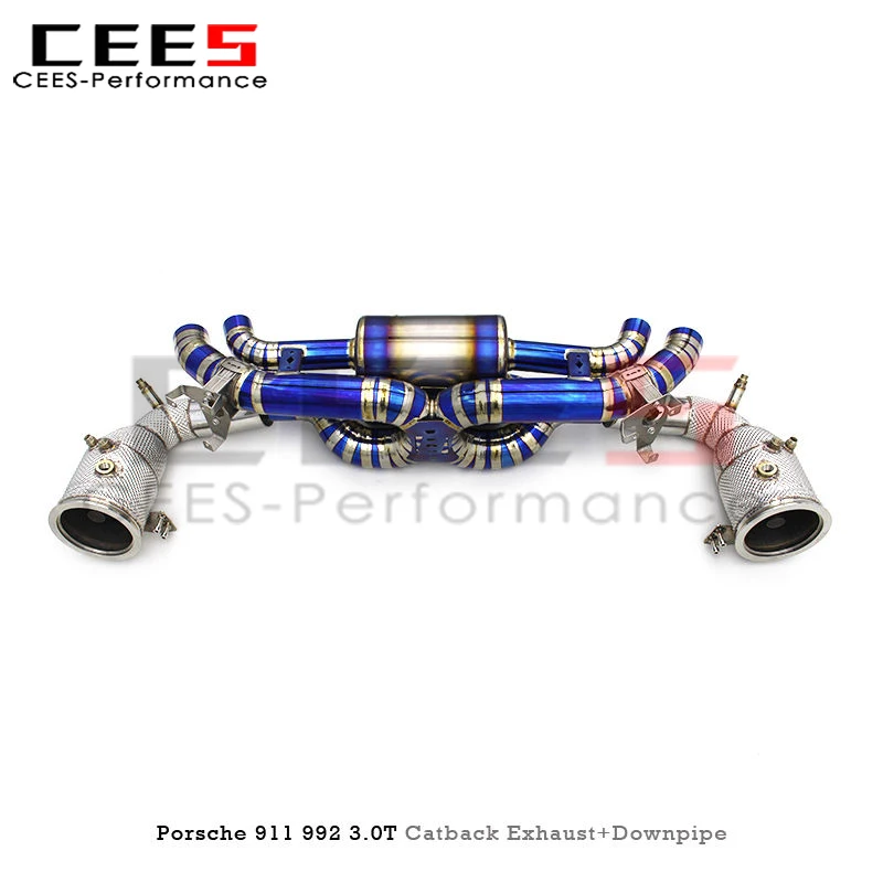 

cees SS304 with Cat Downpipe Axle Catback Exhaust for 2020-2023 Porsche 911 992 3.0T OEM Valve Car Muffler Escape Exhaust Pipe