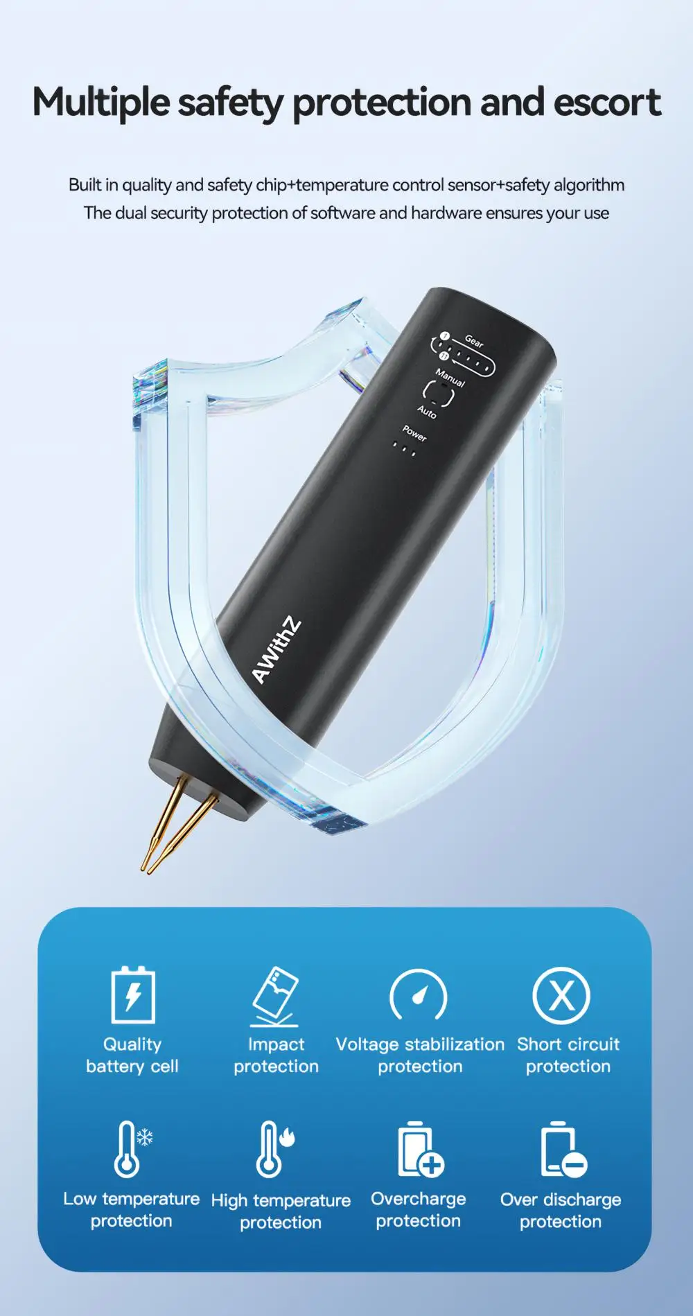 AWithZ Tragbares Punktschweißgerät, DIY-Handpunktschweißgerät, 90 Gänge, verstellbares Punktschweißen für 18650-Lithium-Batterie – Detail 34