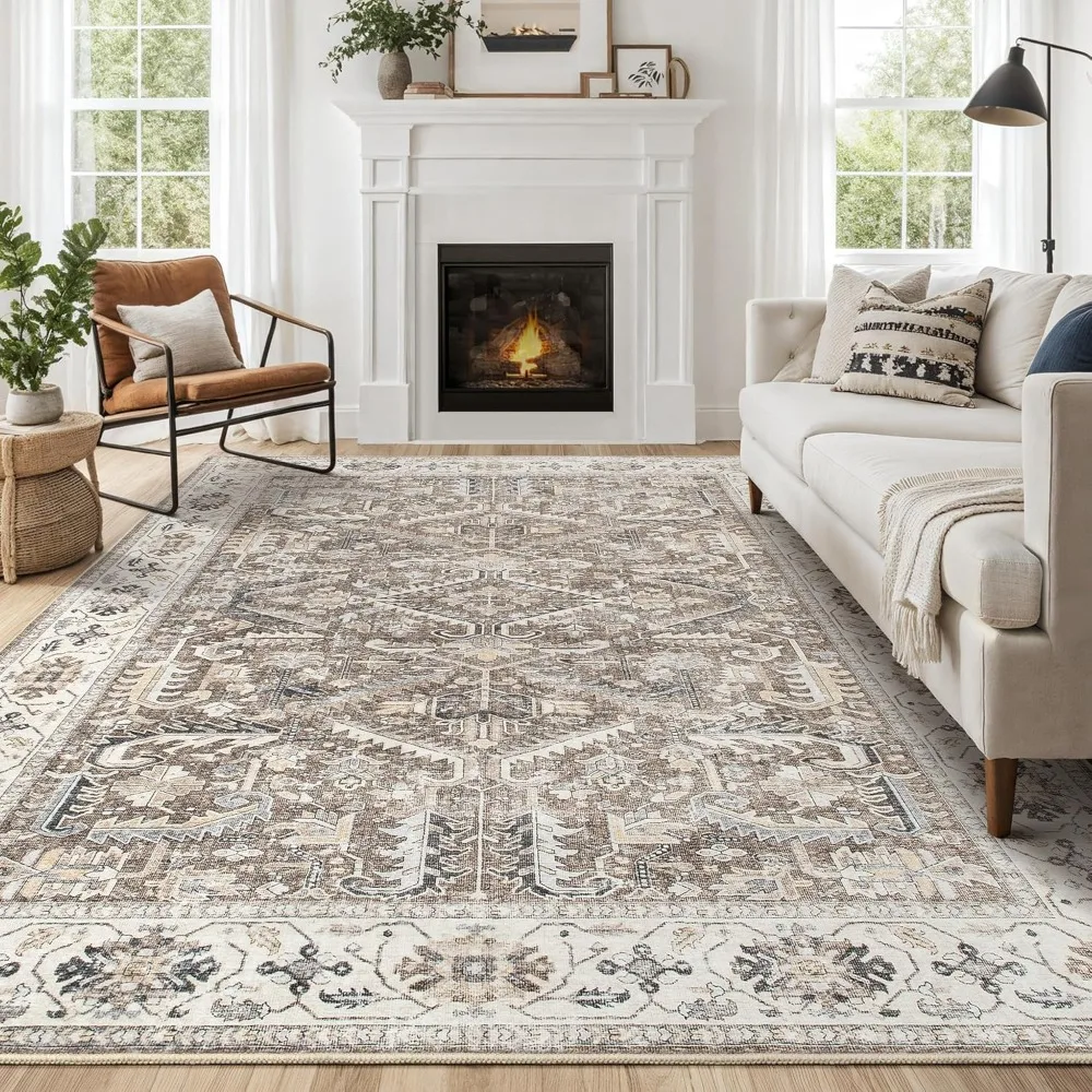 

10x14 Area Rug For Living Room - Washable Soft Traditional Tribal Rug For Bedroom Dining Room Home Office, Non-slip Stain Resist