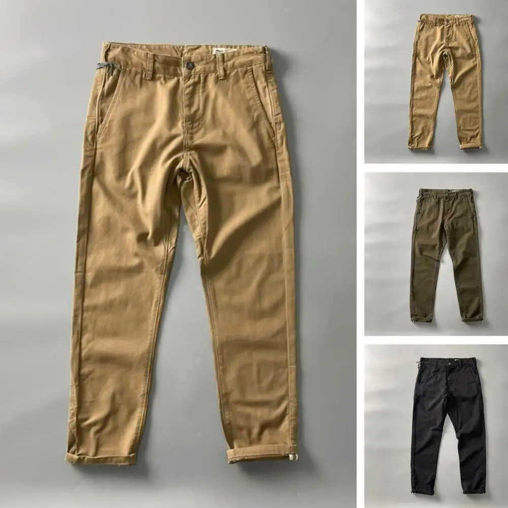 Pantalon cargo taille moyenne en coton pour hommes, Fjwith, poches multiples, coupe couvertes, design résistant à l'usure pour les activités de plein air