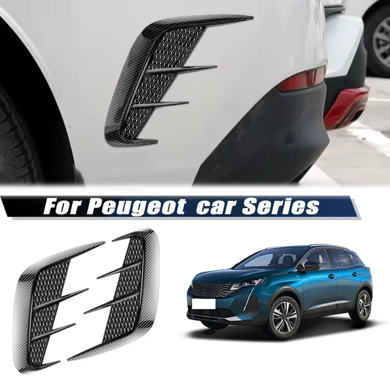 Carbon Fiber Car Fender Trim Car Sticker Shark Gills Simulation Side Intake Body Sticker Accessories For Peugeot Car Series