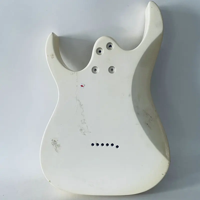 AB054 White Colpr ST Guitar Body Unfinished String Through Body Right Hand With Damages and Cracks HH Pickups Special Sales