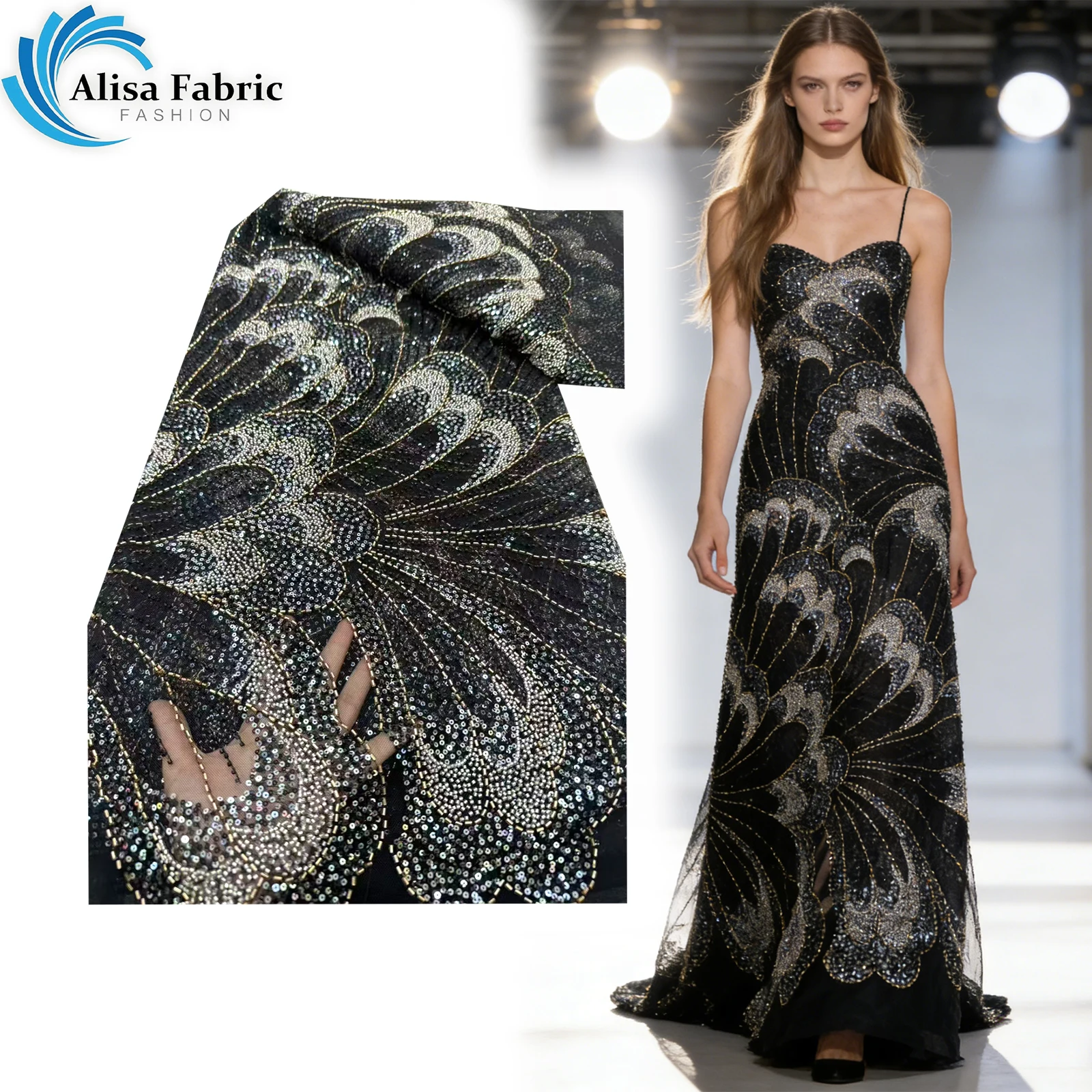 

High quality beaded Lace lace kaftan styles for woman 5 yards sequin lace beading design tissus couture for wedding dresses