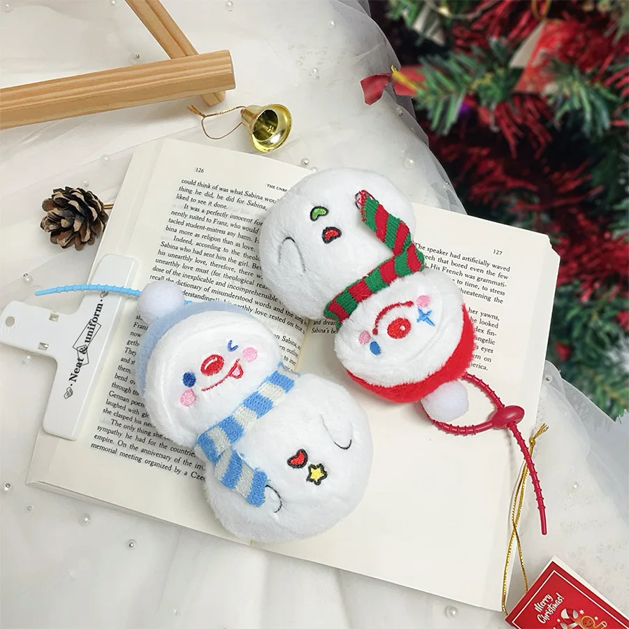 Cute Scarf Snowman Doll Plush Pendant Keychain Christmas Couple Gift Cartoon Plush Stuffed Snowman Doll Bag Decor Keychain