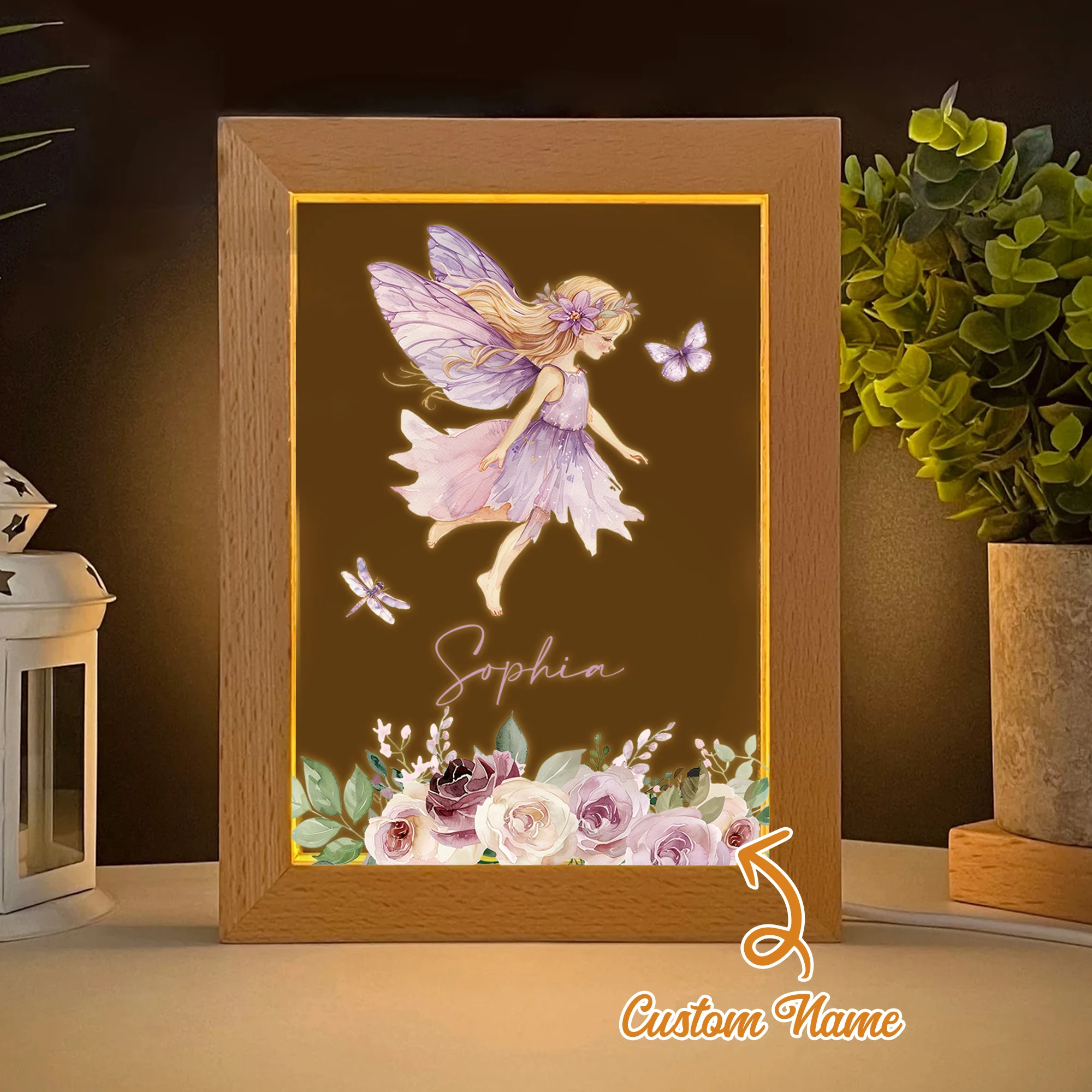 

Customized Name Bear Dream LED Night View Photo Frame Personalized Gift Family Living Room Bedroom Dining Room Home