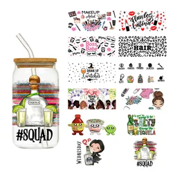 1PCS Winebottle Drink Hair Makeup Cups Wrap Transfer Sticker Custom Labels Logo Selfadhesive Waterproof UV DTF Sticker For Cups