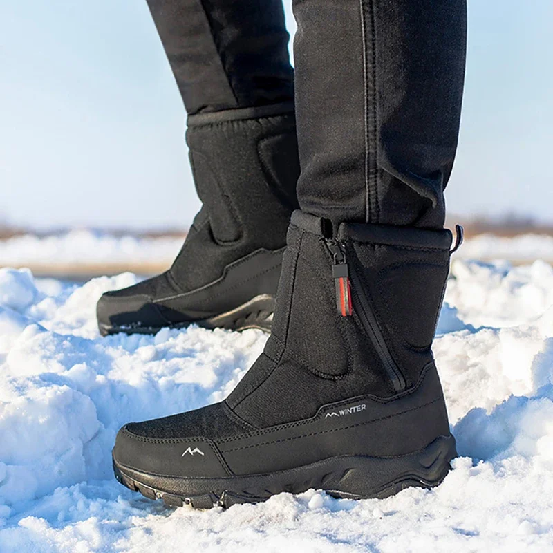 Botas de neve quentes para homens e mulheres, sapatos de pelúcia grossa, algodão, inverno, 2022