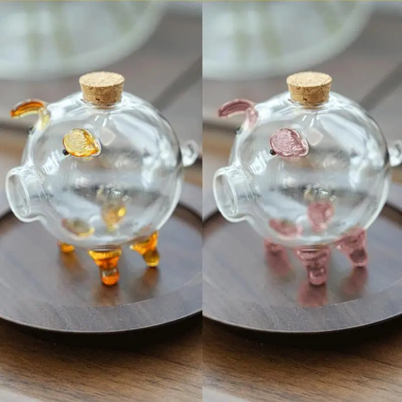 Cute Cartoon Piggy Money Bank Glass Transparent Coins Money Saving Box Case Pig Shaped Home Decor Gift For Children