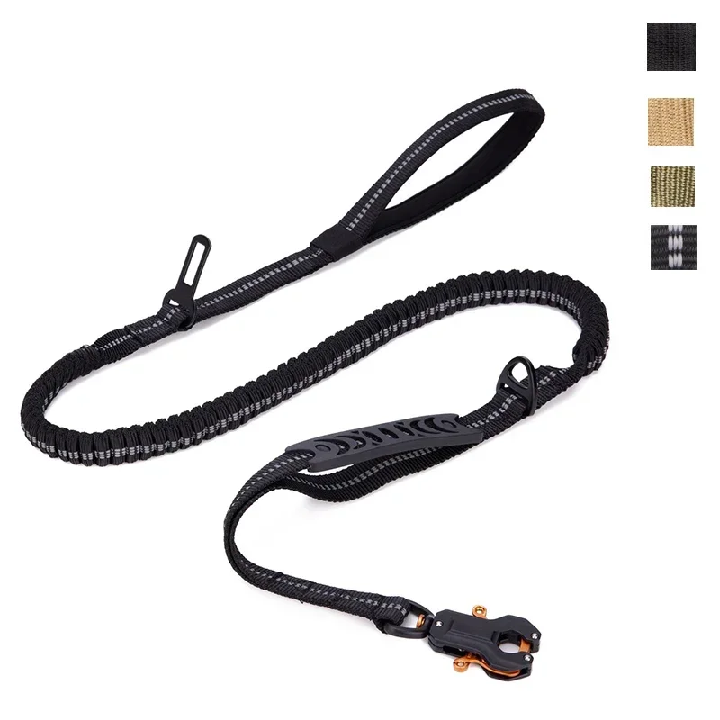 Tactical Dog Leash Heavy Duty Dog Leash with Frog Clip Soft Padded Handle Bungee Dog Leashes for Mid Large Dogs Training Walking
