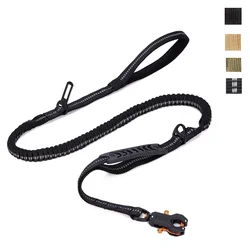 Tactical Dog Leash Heavy Duty Dog Leash with Frog Clip Soft Padded Handle Bungee Dog Leashes for Mid Large Dogs Training Walking