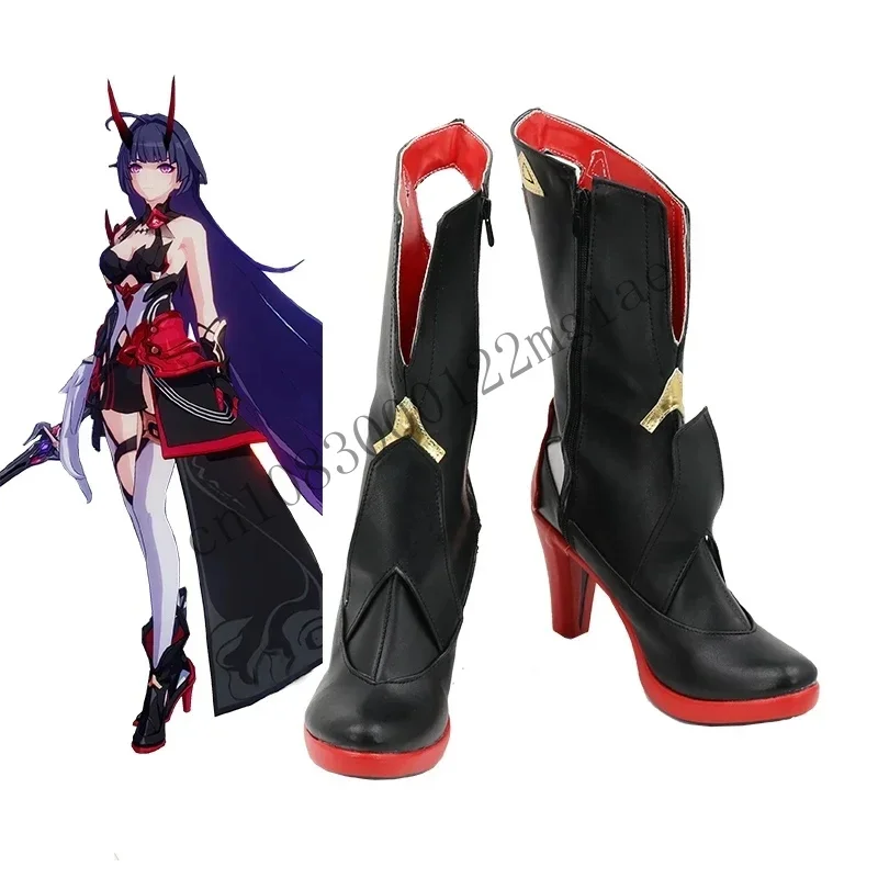 

Anime Honkai Impact 3 Raiden Mei Herrscher Of Thunder Cosplay Costumes Shoes High Heel Fancy Short Boots Custom-Made Size CMM221