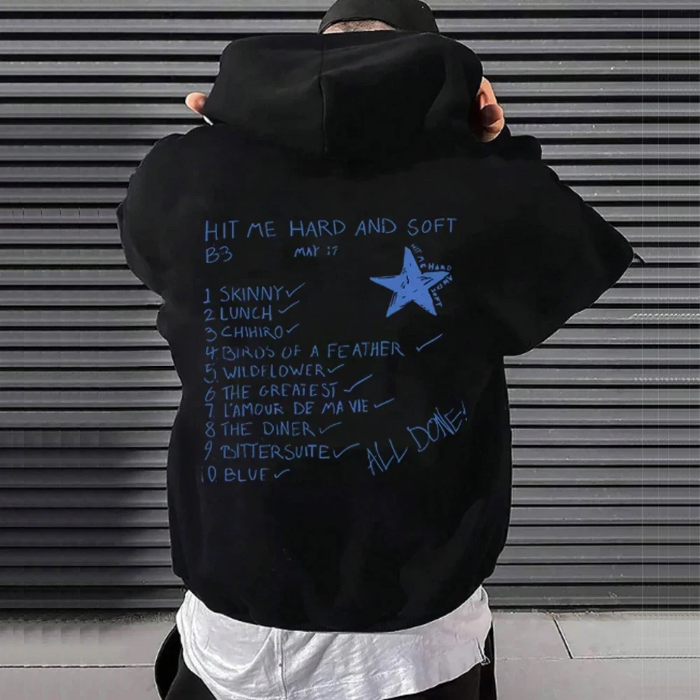 Billie Hit Me Hard and Soft Hoodie Spring Autunm Casual Sweatshirts Fashion Fleece Round Neck Hooded Pullover Hip Hop Streetwear