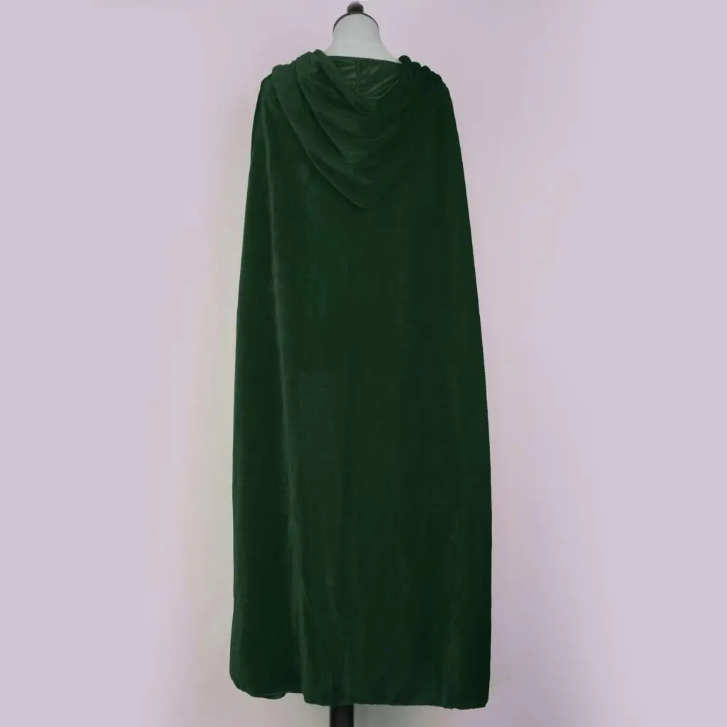 Gothic Long Hooded Cape Velvet Cloak for Medieval Sorcerer Reaper Halloween Costume Adult Nightclub Wear