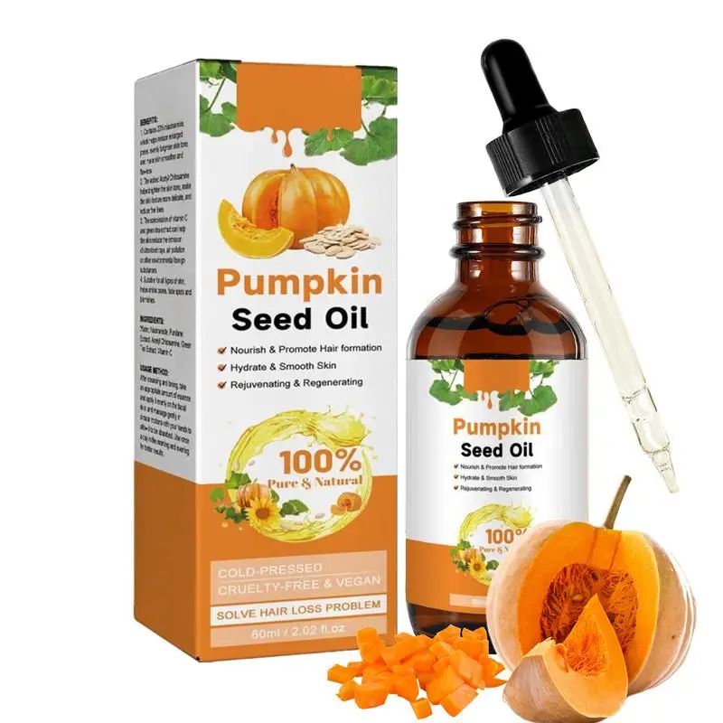 60ml Hair Growth Pumpkin Seed Oil Natural Organic Pumpkin Oil Deep Moisturizing Damage Protective Anti-Frizz Smoothing Hair Oil