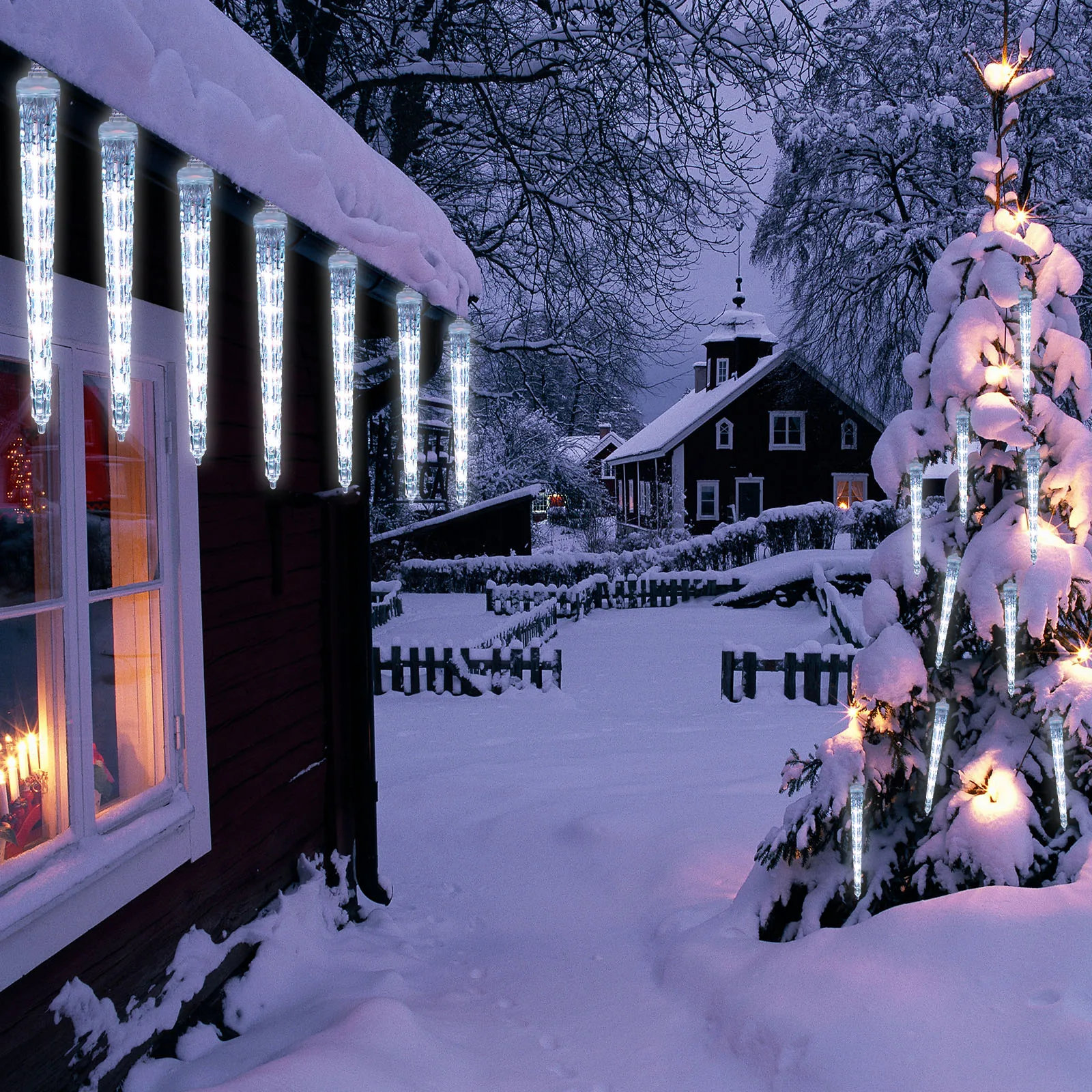 LED Meteor Shower String Lights 8 Tubes Crystal Icicle Falling Light Connectable Waterproof Outdoor Christmas Tree Decoration