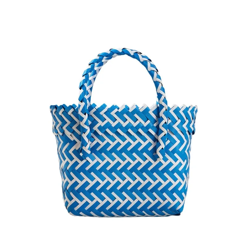 Summer Hand-woven Women\'s Basket Straw Bag Summer Seaside Travel Holiday Beach handbBag Daily Shopping tote bag Female 2024