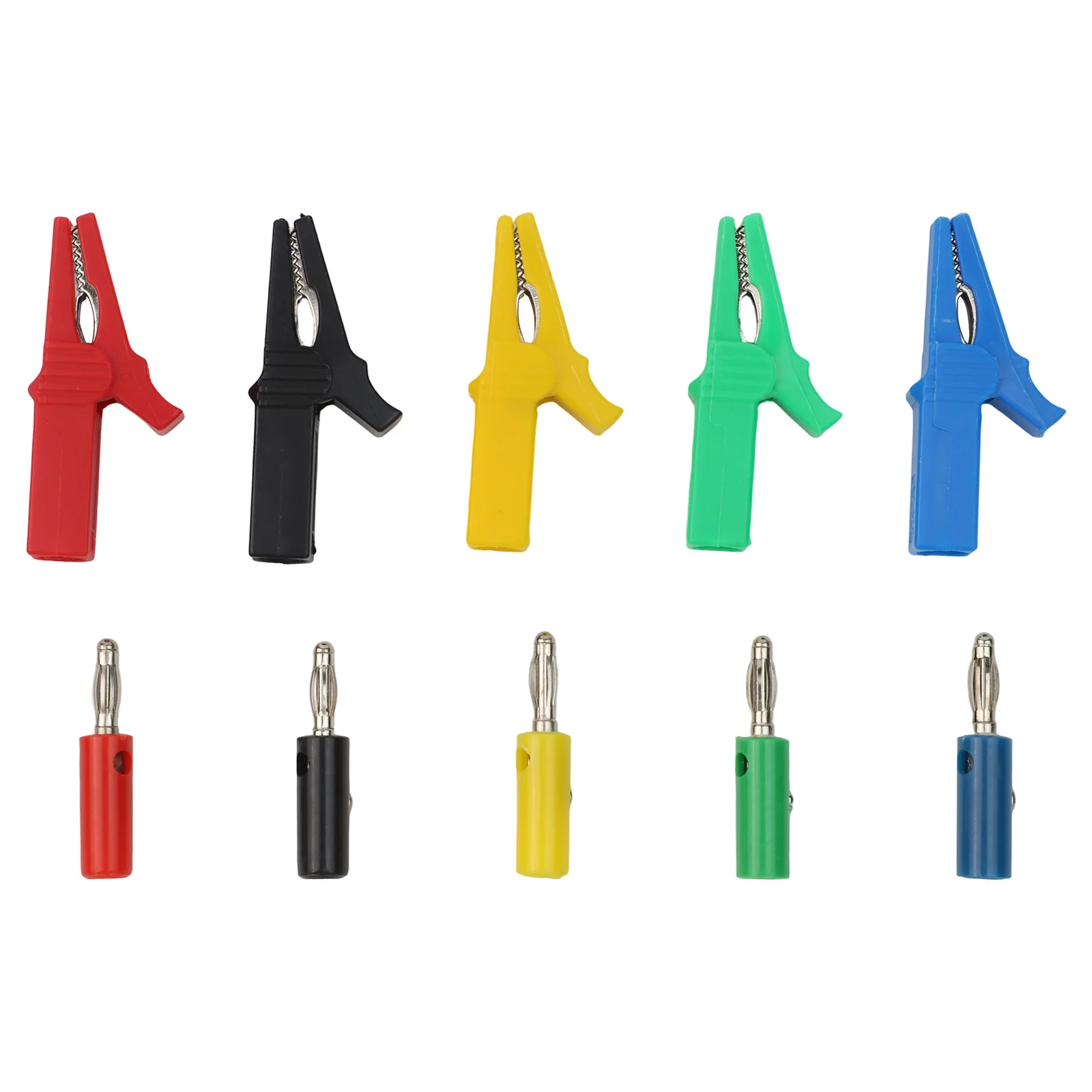 

Тестовые зажимы с цветовой кодировкой Разъем типа «банан» 4 мм Разъем типа «банан» CAT III 600 В Номинальный максимальный ток 20 А Набор многоцветных зажимов