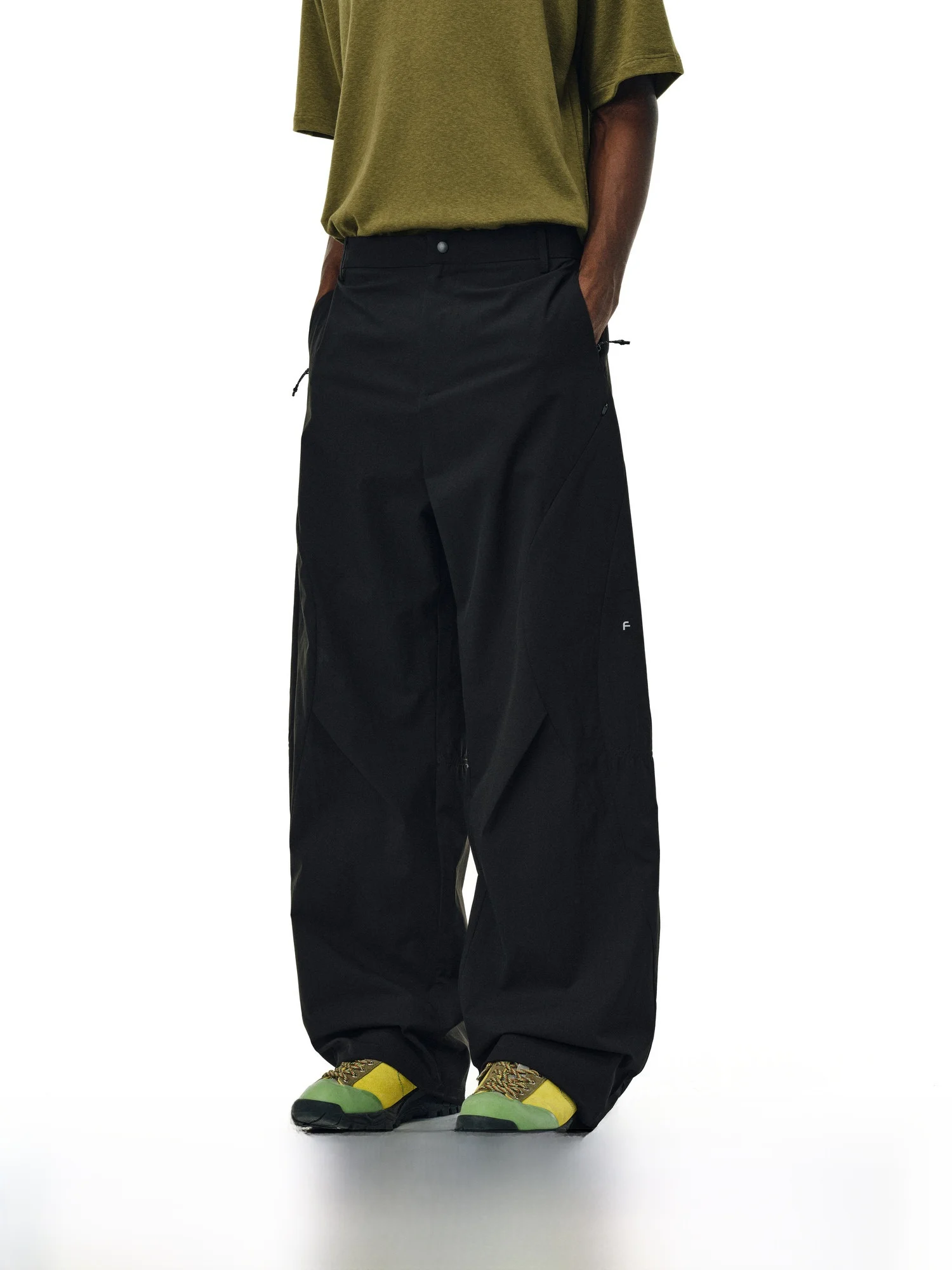 

FPA Outdoor Structure Pleated Long Pants Loose Design Summer Bla Casual Sports Leisure Trousers for Men Polyester Fiber