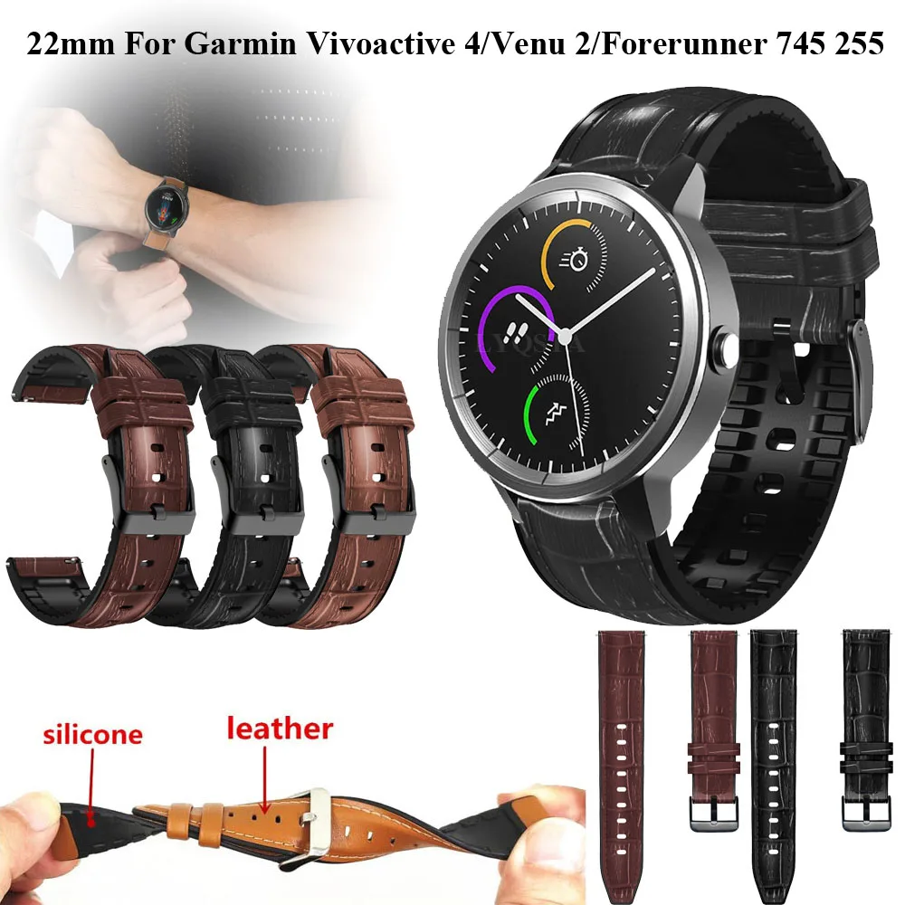 Correa de reloj para Samsung Galaxy Watch de 22mm, banda de cuero auténtico de 46mm, pulsera de silicona, Gear S3 Frontier Watch3 45mm