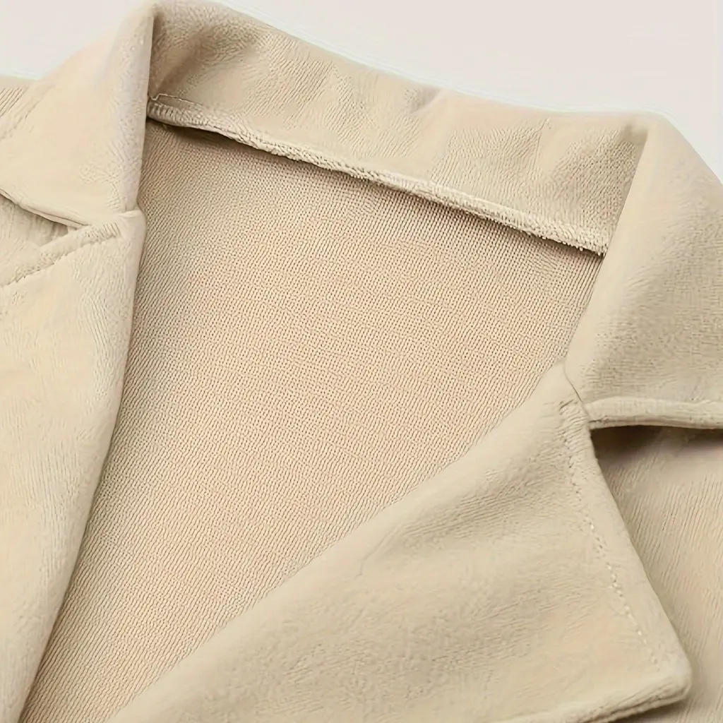 

Women's Solid Color Lapel Jacket Casual Loose Fit Autumn Winter Coat Europe & US Fashion