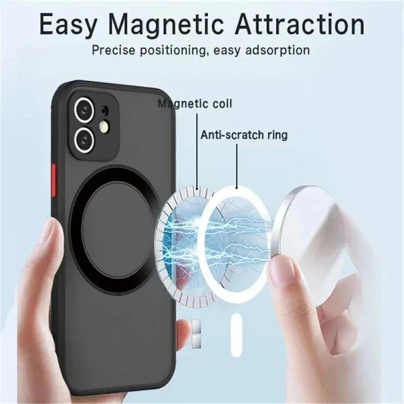Luxuriöse Armor Matte Hülle für MagSafe Magnetisches Kabelloses Laden für iPhone 17 16 15 14 13 12 11 Pro Max Mini Plus Stoßfeste Schutzhülle