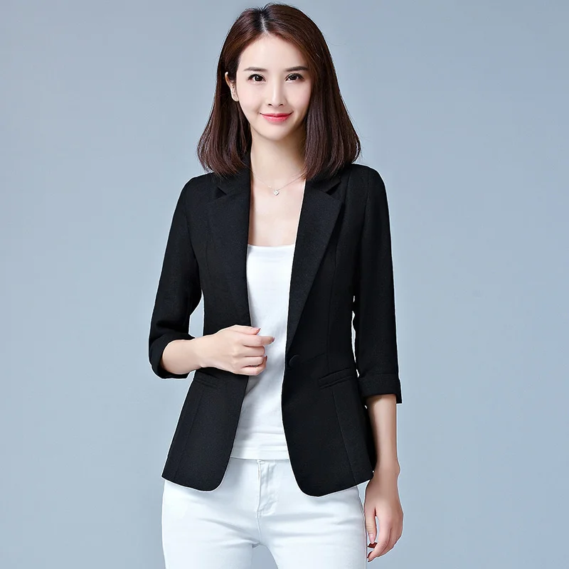 Women Blazers New Spring Summer Clothes Pink One Button  Casual Short Jacket Ladies Office Suit Outerwear Female Tops S-5XL