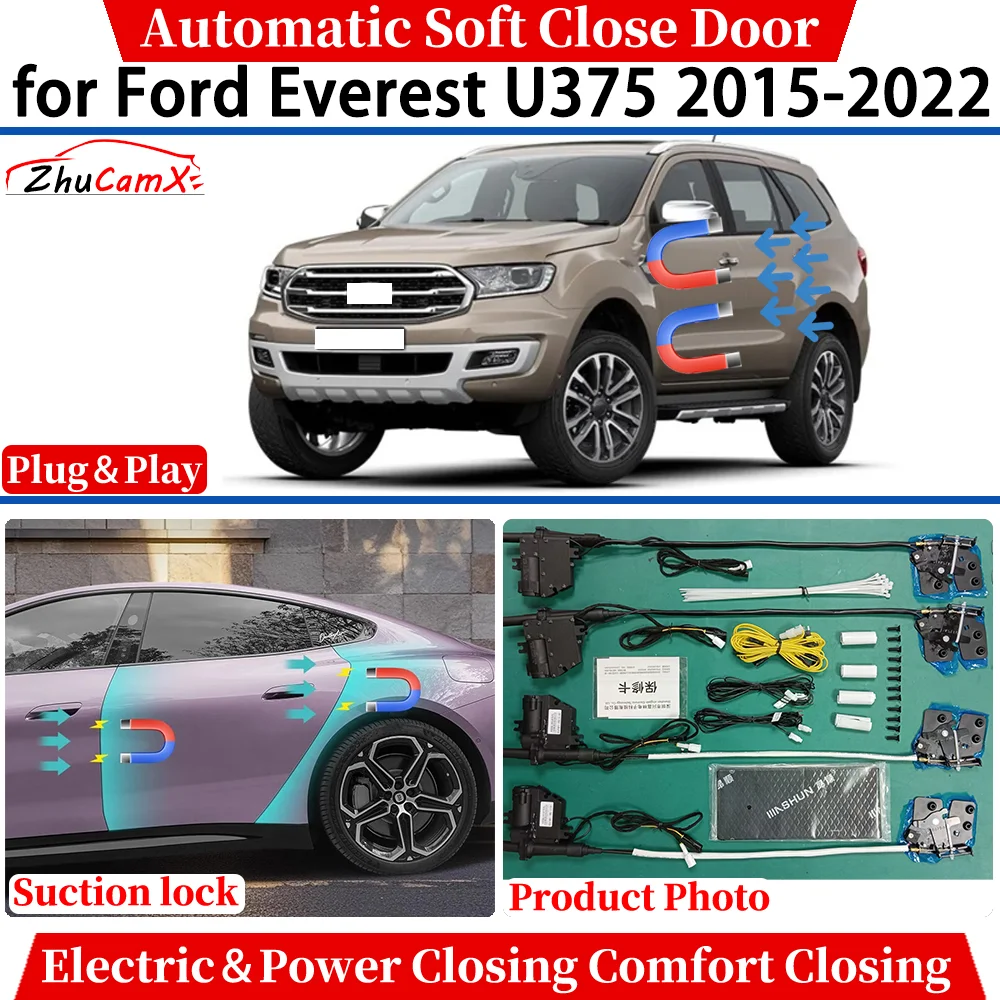 

ZhuCamX for Ford Everest U375 2015-2022 Car Automatic Soft Close Door Electric Power Comfort Closing Suction lock Quiet System