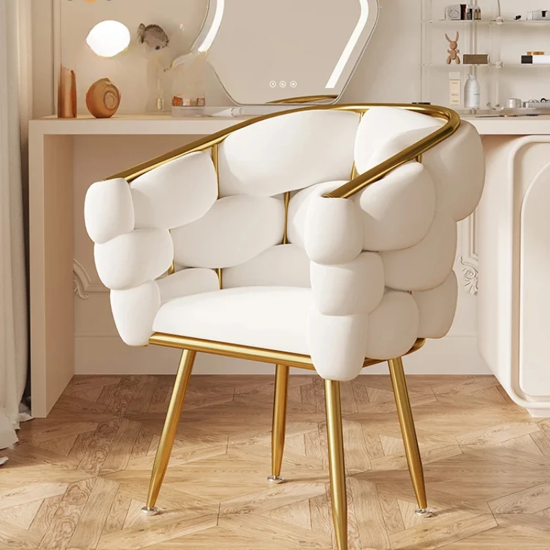 Light Luxury Petal Cosmetic Stool, Simple room Dressing Chair, High-Color Backrest Nail Chair, Elegant Makeup Seat Cosmetic