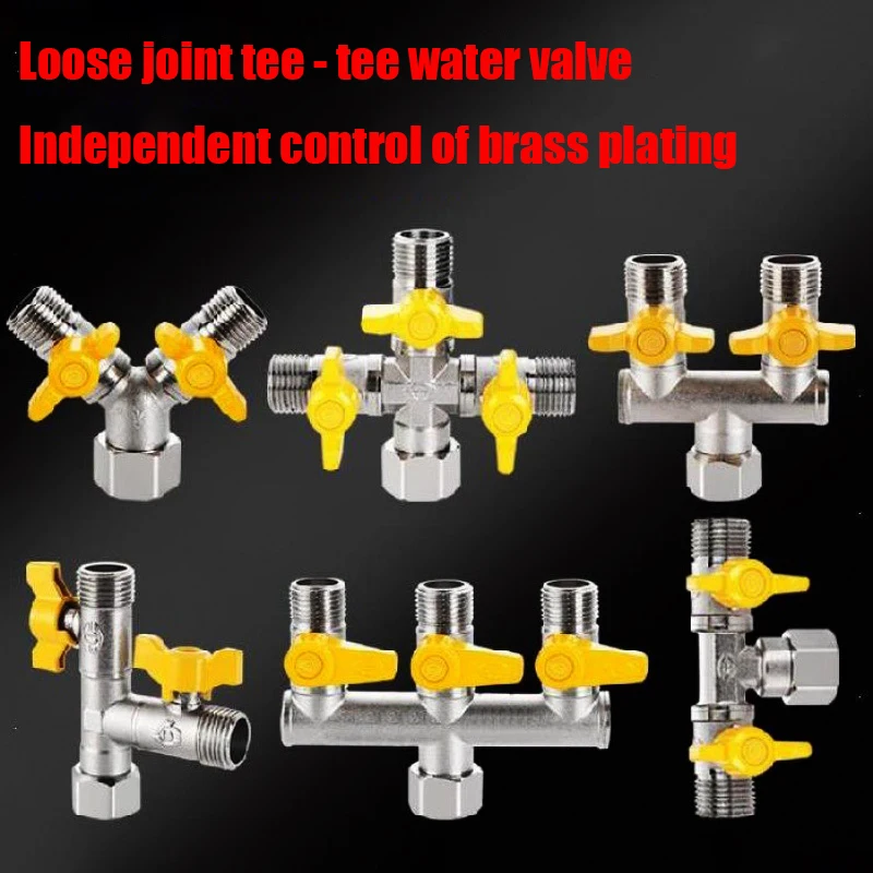 

1/2"Fittings All Copper Plating 3-way 4-way Gas Valve Corner Valve Ball Valve Water Heater Faucet Switch Shunt Outlet Conversion