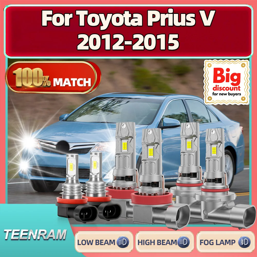 

TEENRAM For Toyota Prius V 2012 2013 2014 2015 250W High Quality LED Headlight Bulb 60000LM High Power Headlamp Ampoule 3570 CSP