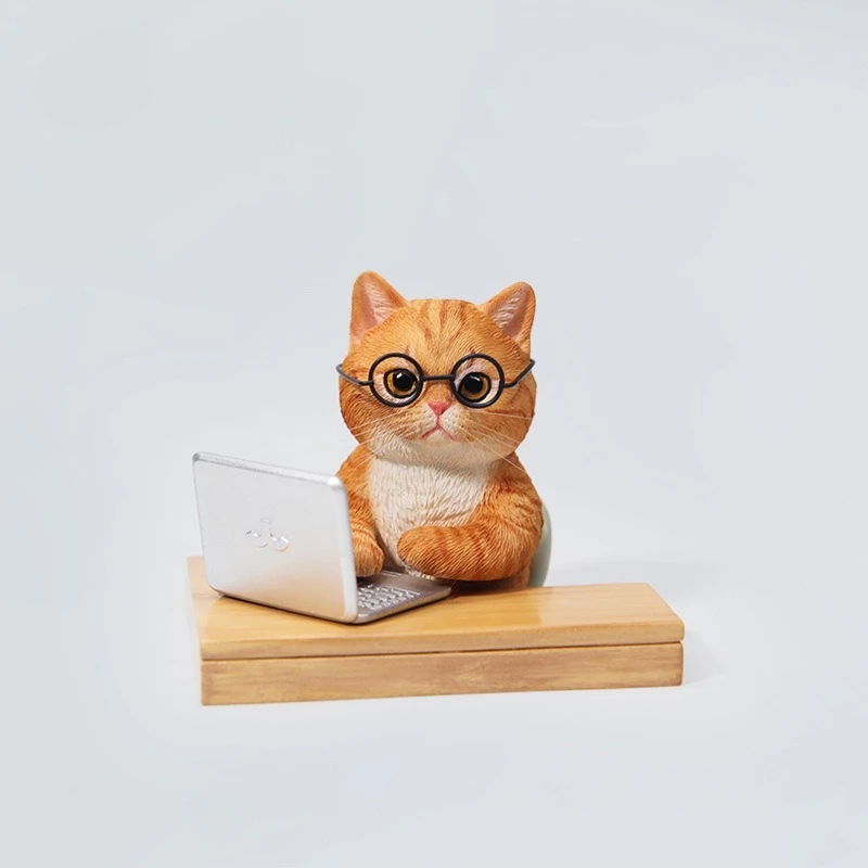 Lazy Orange Cat Resin Figurine Office Desk Ornament Cute Mini Cat Statue Crafts Vivid Slacking Off Posture Solid Smooth Resin