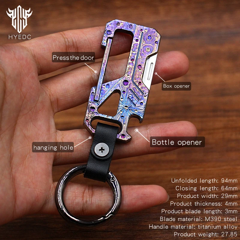 Limited Starry Sky Version Titanium Alloy Outdoor Multi-Functional Keychain Mini M390 Knife Portable