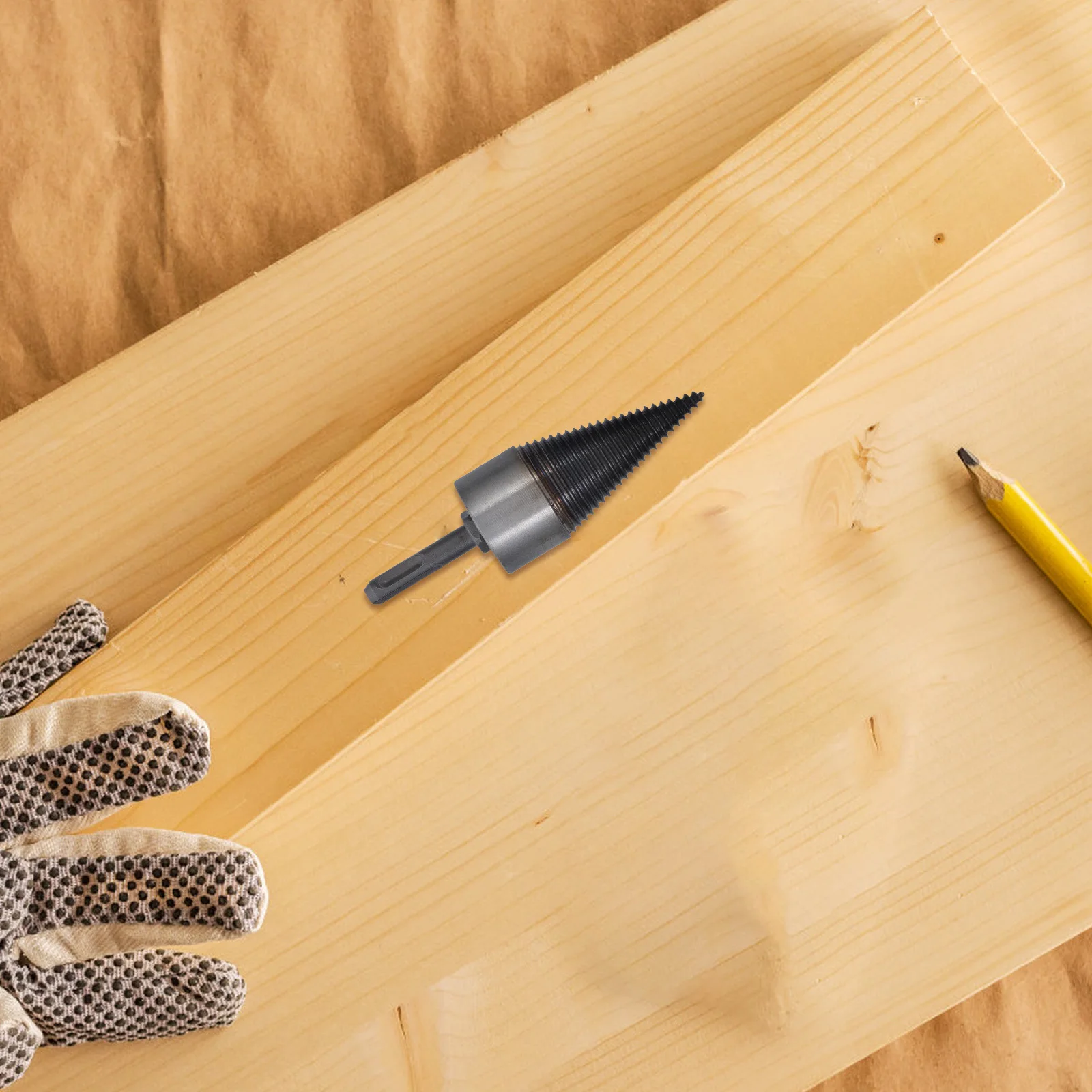 Firewood Drill Bit Wood Splitter 42mm Round Handle Electric Drill Log Splitting Bit Heavy Duty Wood Splitting Tool