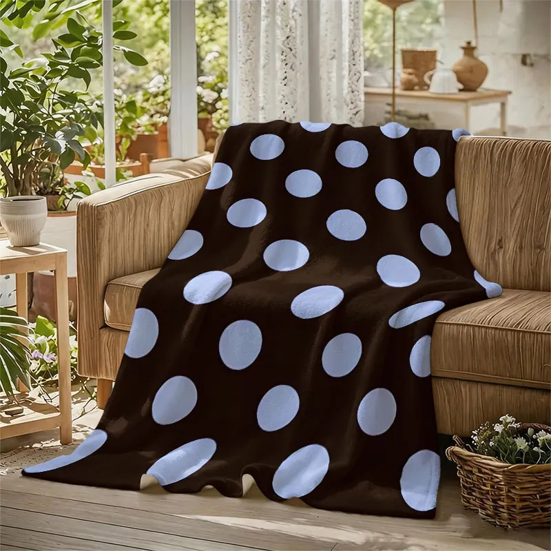 Lavender Dots Brown Flannel Blanket Perfect for Sofa Office Bed Travel Sleep Read Relax Camping Four Season Use