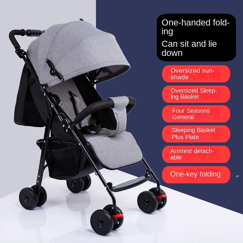 

Baby Stroller Foldable Lightweight Can Sit or Lie Down Baby Umbrella Cart Shock-absorbing All Season Braking