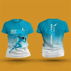 Mens T Shirt Summer Short Sleeve Running Gradient Color Print Fitness Training Sportswear Stylish Round Neck Unisex T-Shirts Top