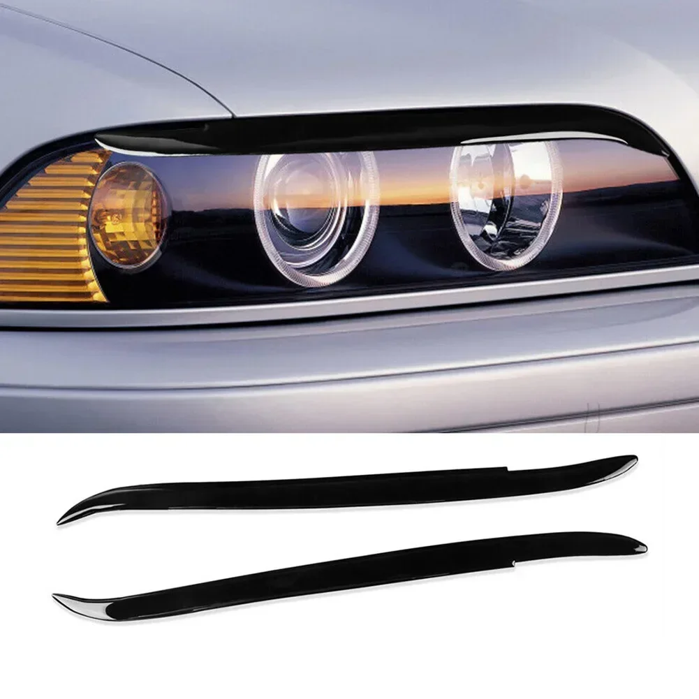 

2pcs For BMW 5 Series E39 1995-2003 Car Glossy Piano Black Headlight Eyelid Eyebrow Trim Cars Auto Accessories 480x25mmx18.9 1in