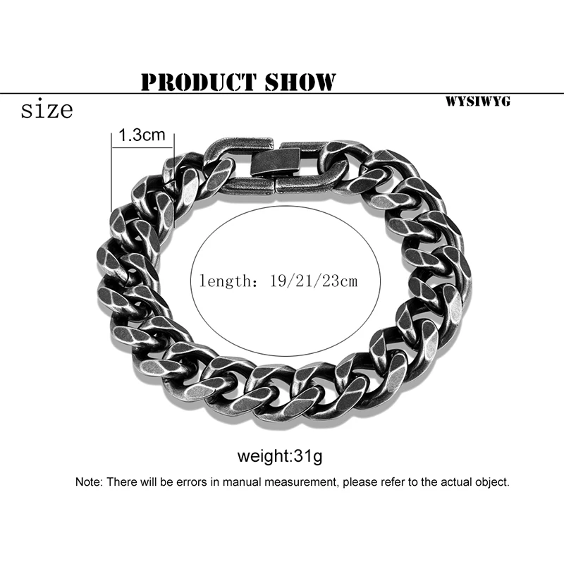 Male Retro Stainless Steel Cuban Chain Bracelet Men Hip Hop on the  Fashion hand Jewelry Miami Chain Bracelets For Boy Gift Hot