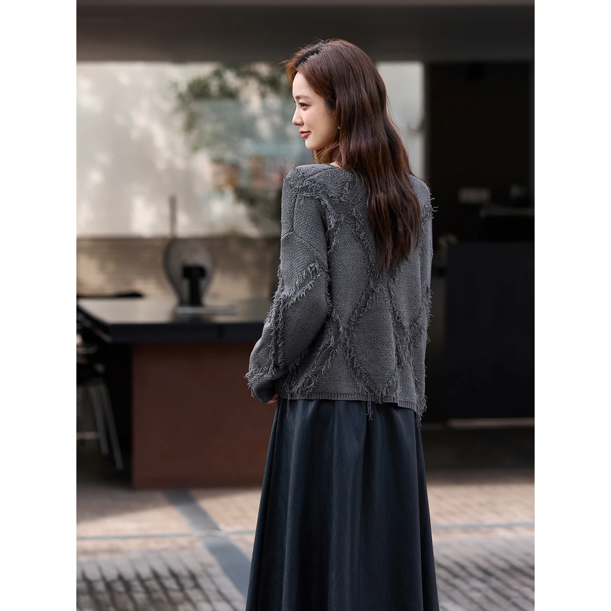 VIMLY-suéter de ambiente Retro para mujer, jerséis de cuello redondo con flecos de rombos, prendas de punto versátiles a la moda, otoño 2025 30350