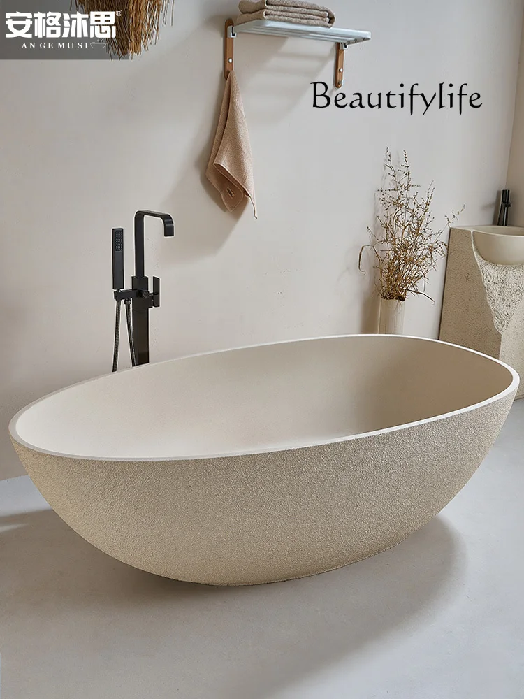 

bathroom vanity with sink Japanese Style Silent Cream Style Bathtub Hotel Integrated Independent Creative Personalized Art Batht