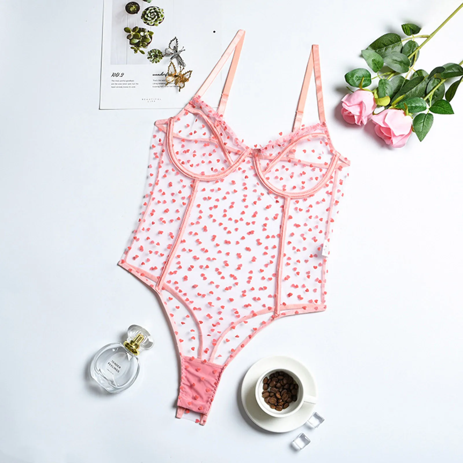 2022 Sexy Bodysuit Women Mesh Transparent Lingerie Body Suit Plus Size See Through Bodysuit Female Summer Jumpsuit Underwear Set