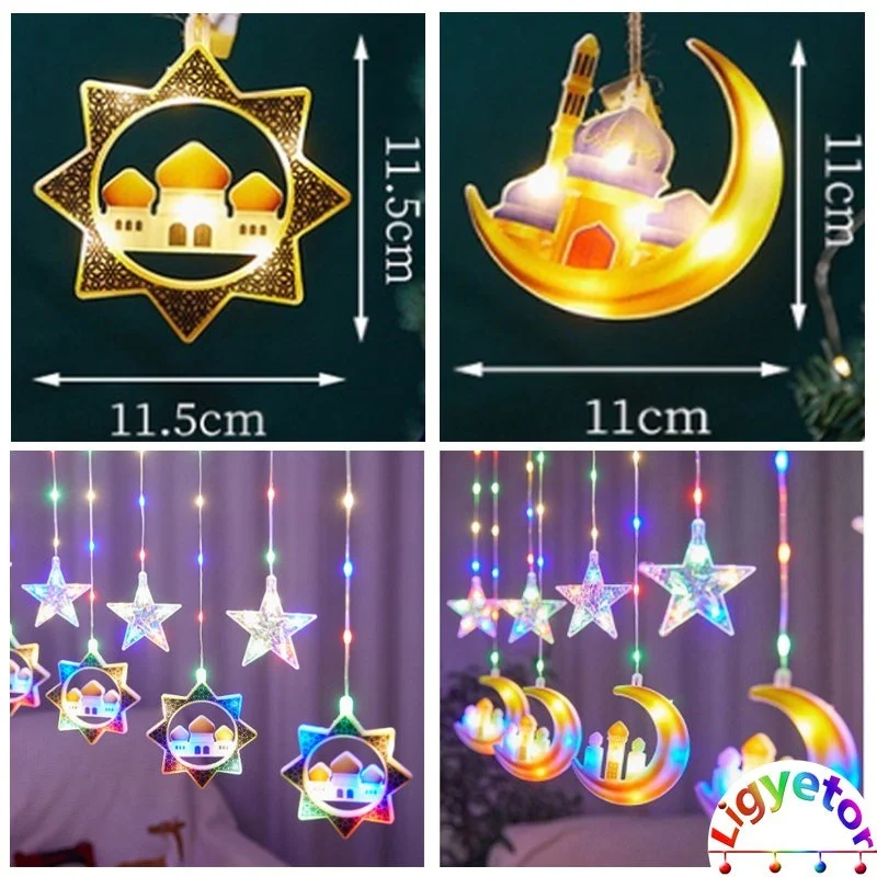 4.2 Meter 95Leds Star Moon Led Curtain String Light Ramadan Garland Light EID Mubarak Decor Lights For Home Islam Muslim Party
