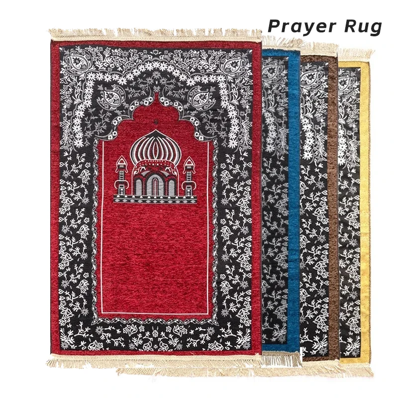 

Islamic Eid Gift Worship Prayer Rug Portable Church Utensils Ramadan Gift Soft Thin Arabic Prayer Rug Chenill gebetsteppich