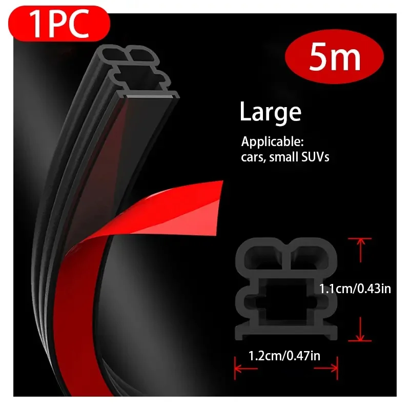 Car Rubber Seal Strips Double-Layer Auto Weatherstrips Soundproof Rubber Car Sealing Strip Auto Noise Insulation Accessories