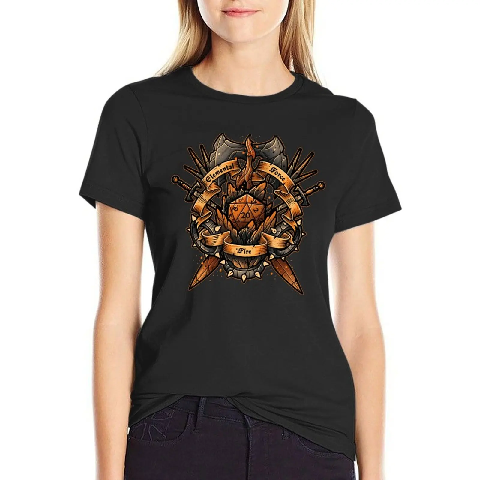 Elemental Force - Fire T-Shirt graphics plus sizes t-shirt dress for Women plus size sexy